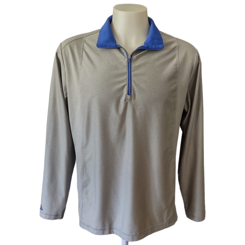 Antigua Pullover Men's XL Gorp Core Activewear Gray Blue Quarter Zip Logo Ribbed